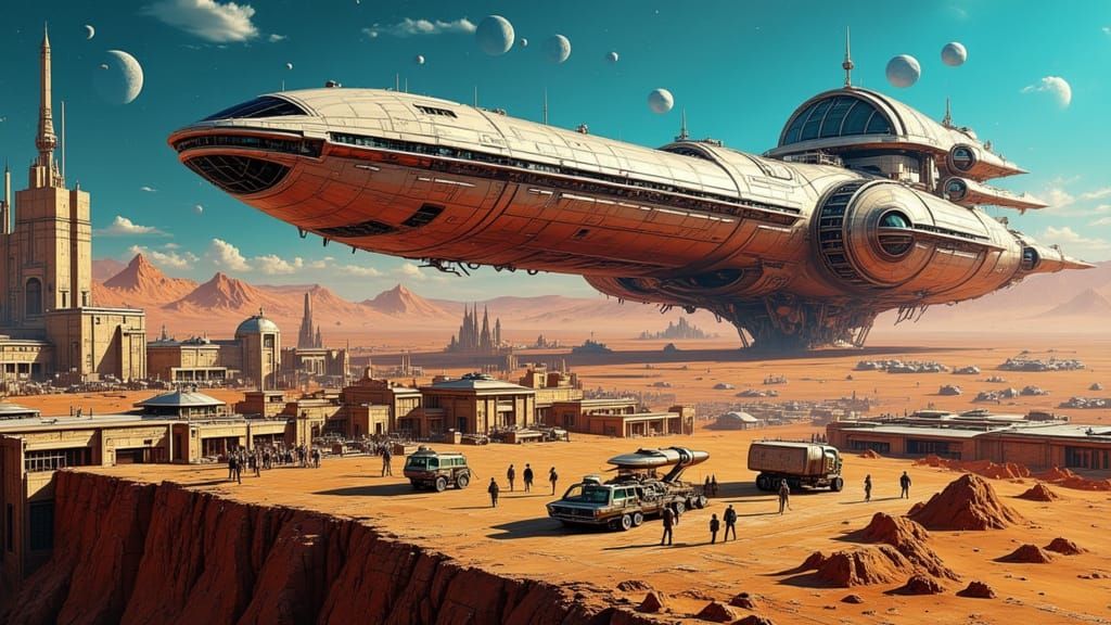 Colossal Spaceships in Desert Spaceport