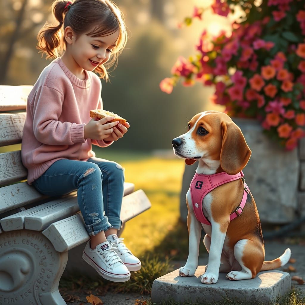 Serene Moment with a Loyal Beagle Companion