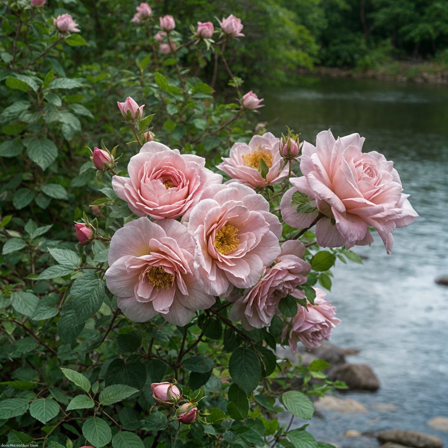 Romantic Wildflower Scene in Soft Pastel Colors