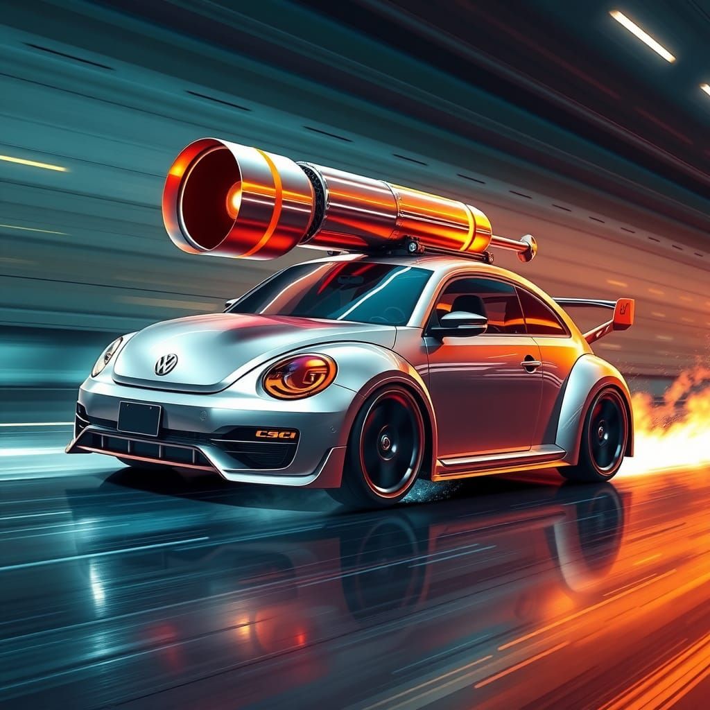 Futuristic Beetle with Jet Engine, Concept Art