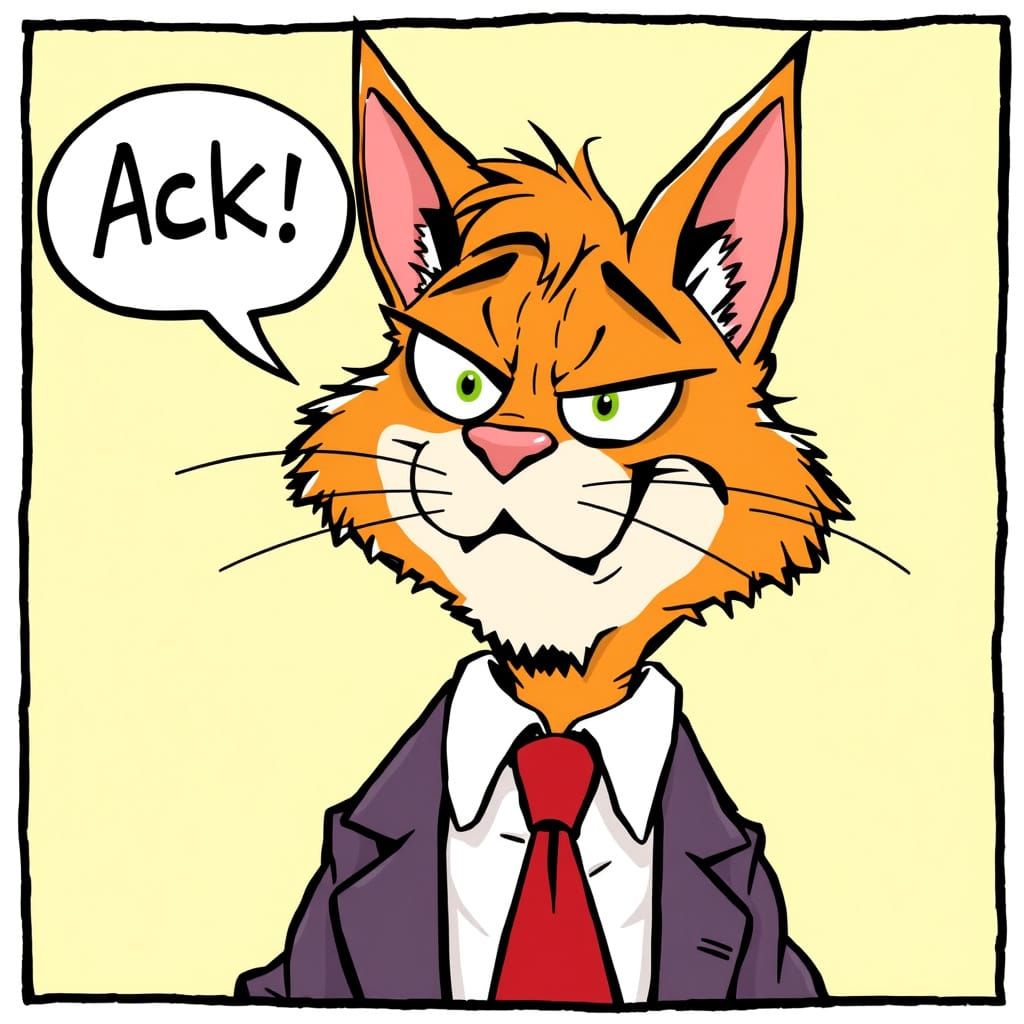 Bill the Cat Says Ack in Comic Strip Style