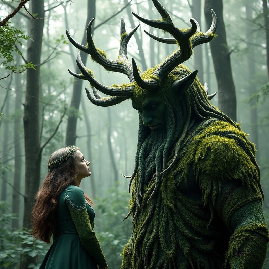 Cernunnos: Celtic Horned God in Forest Setting