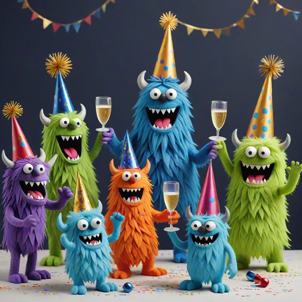 Fantastical Creatures Toast to New Year in Whimsical Style