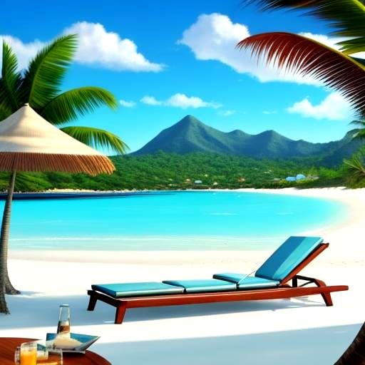 Tropical Beach Escape with Lounge Chair