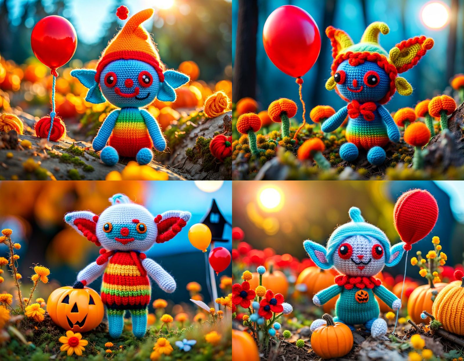 Cute Knitted Halloween Gremlin Fairy in Amigurumi Style