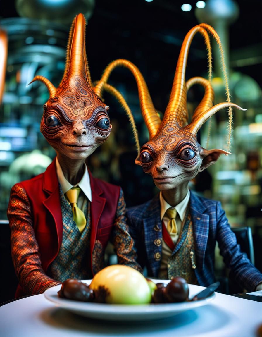 Photorealistic Aliens in Subdued Eldritch Lighting