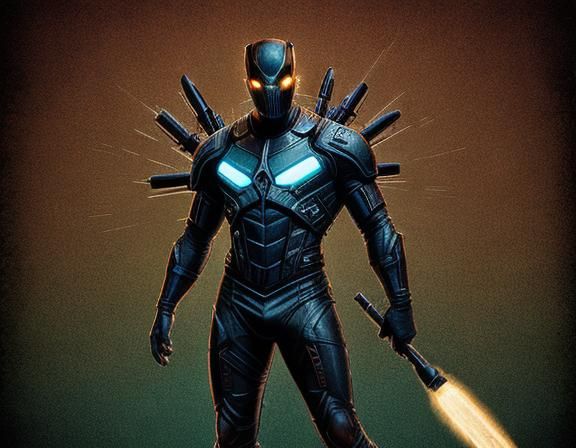 High-Fantasy Hero in Vibrant Pyropunk Combat Gear