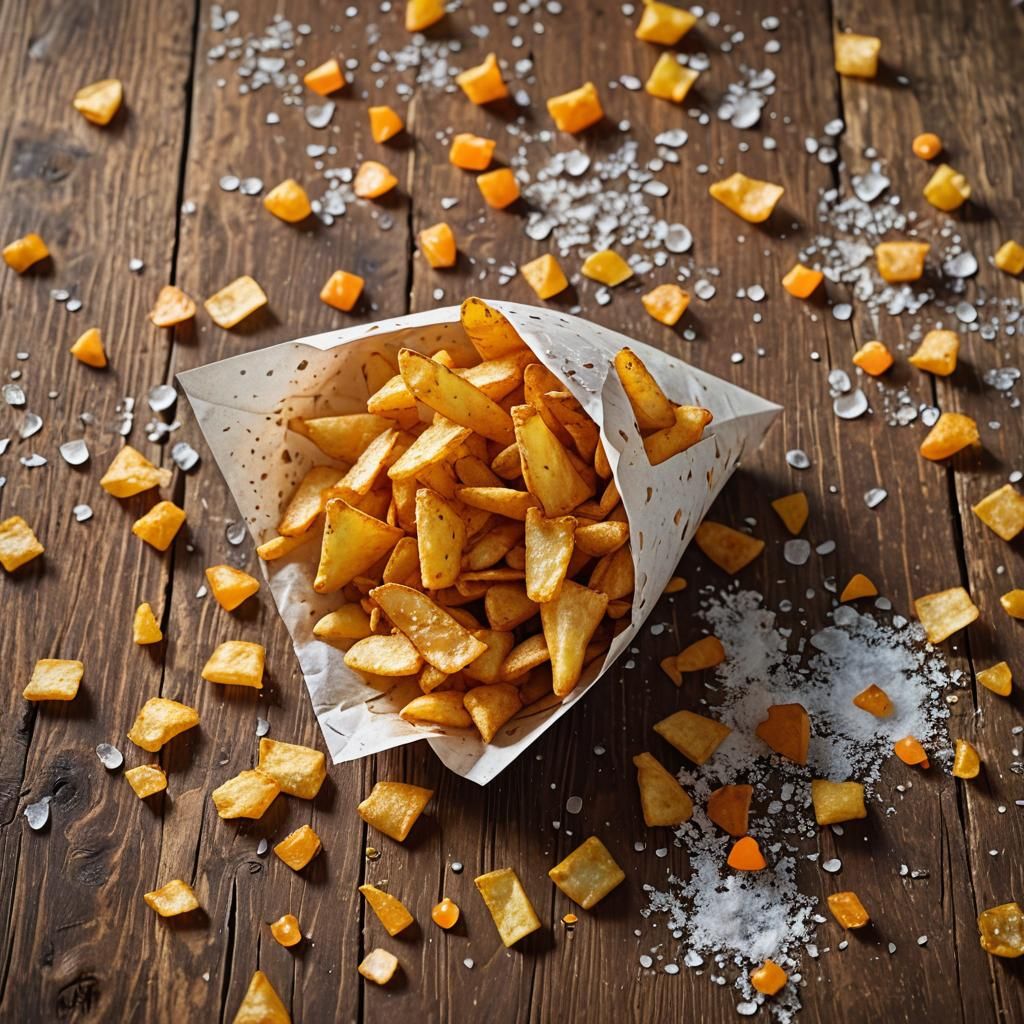 Mouthwatering Close-Up of Crispy Hot Chips