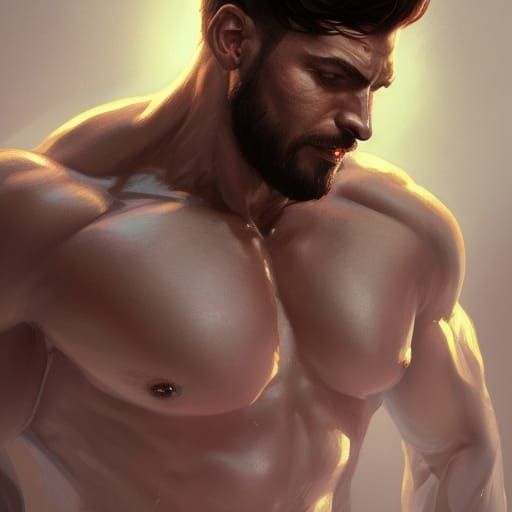 Detailed Portrait of a Handsome Muscular Man