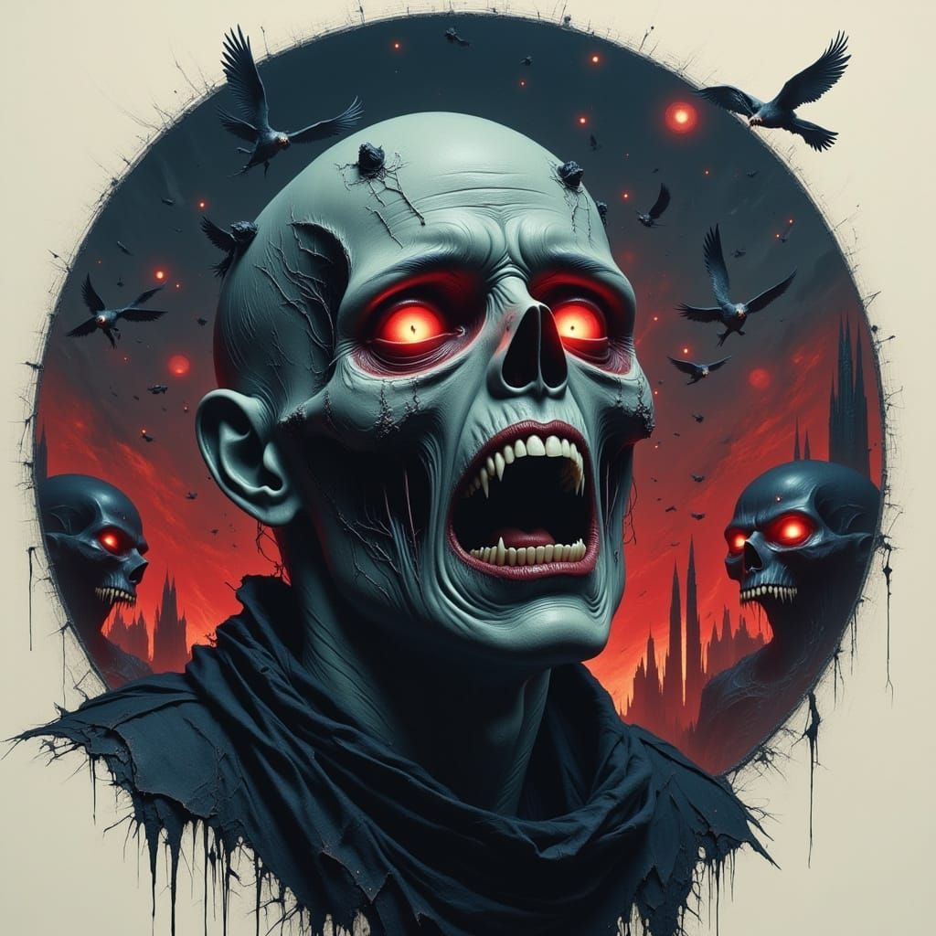 Terrifying Ghoul Screams in Gothic Horror Style