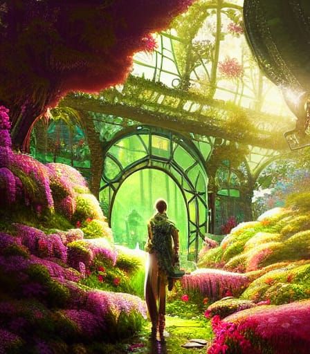 Intricate City in a Green Botanical Arcadia