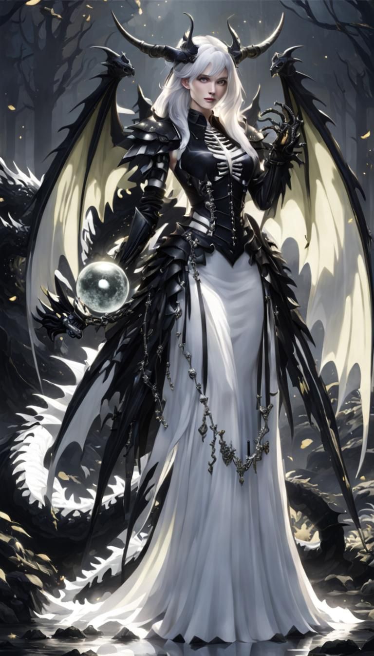 Chimera Girl with Slime Body and Robot Dragon Wings