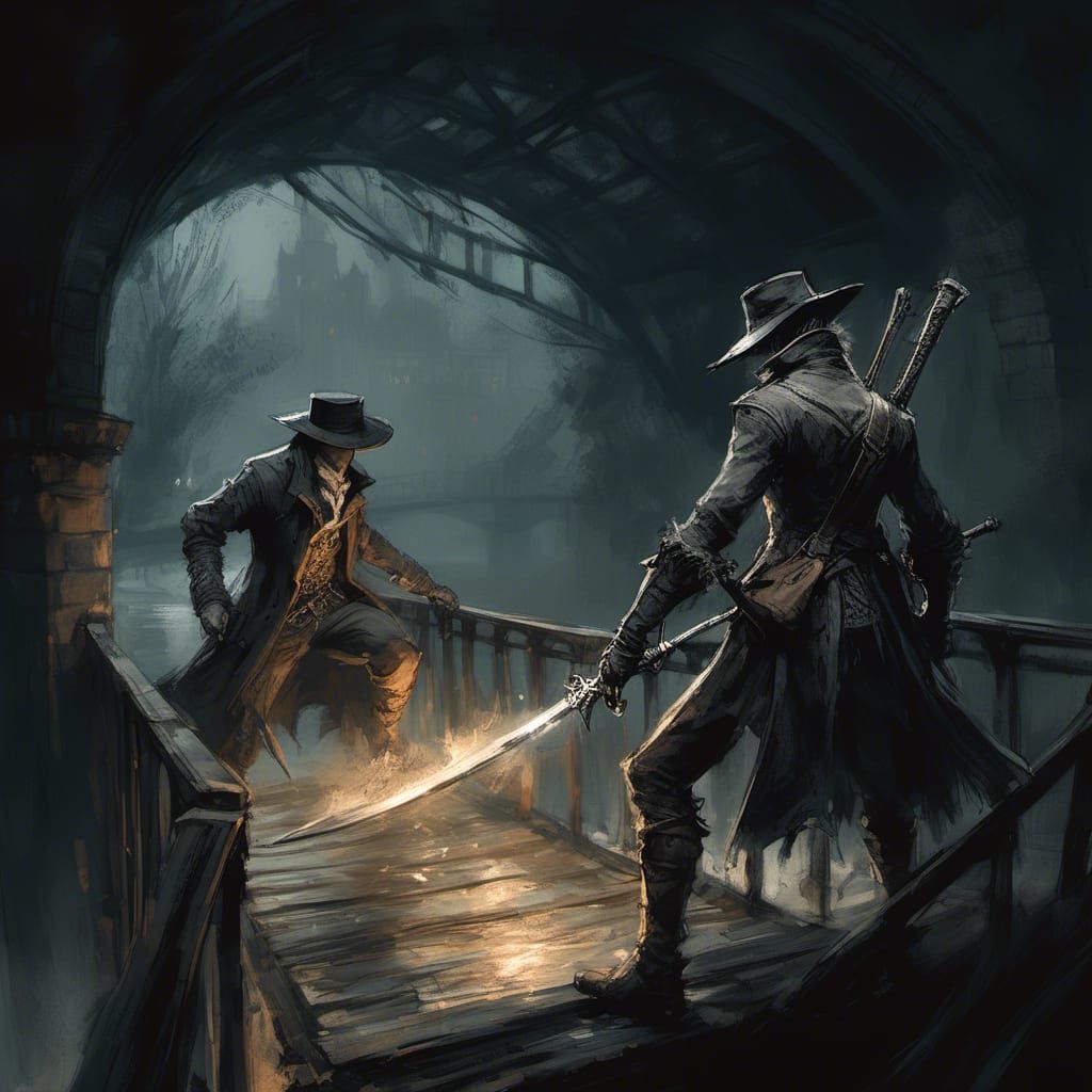 Hunter of Hunters Engaged in Intense Battle on Yharnam Bridg...