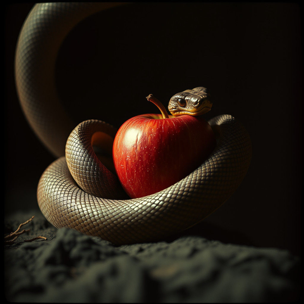 Serpent and Apple: Cinematic Still Life