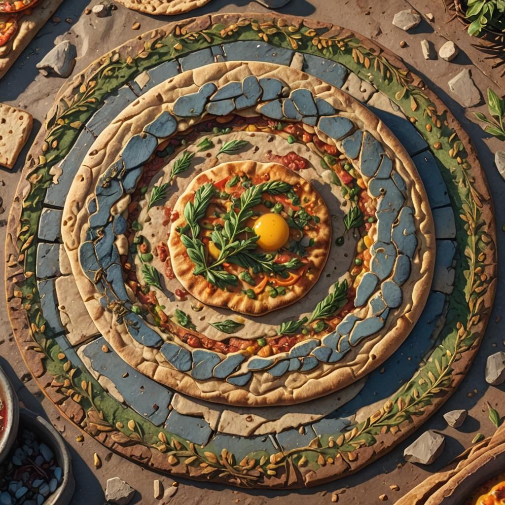 Multigrain Flatbread on Stone Platter: Fantasy Art
