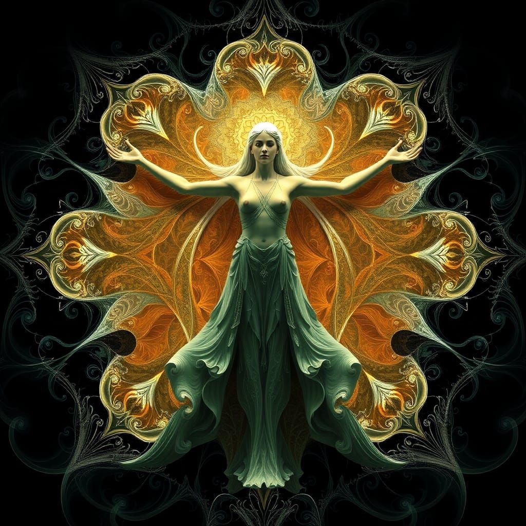 Abstract Fractal Vitruvian Human Elegance