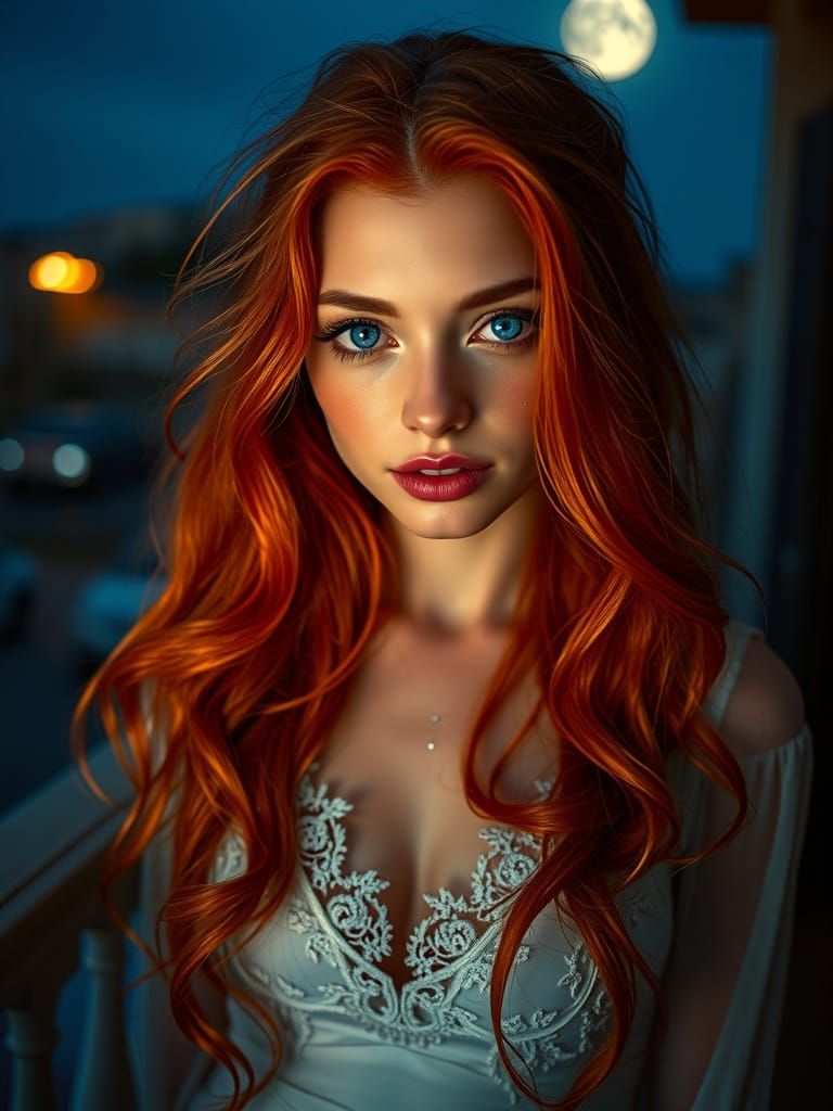 Beautiful woman in the moonlight