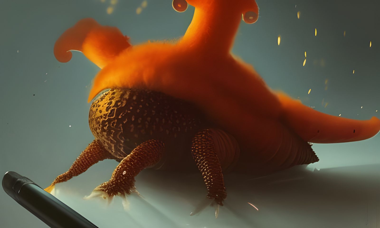 Psychic Orange Fur Snail, Sinister Fantasy Art