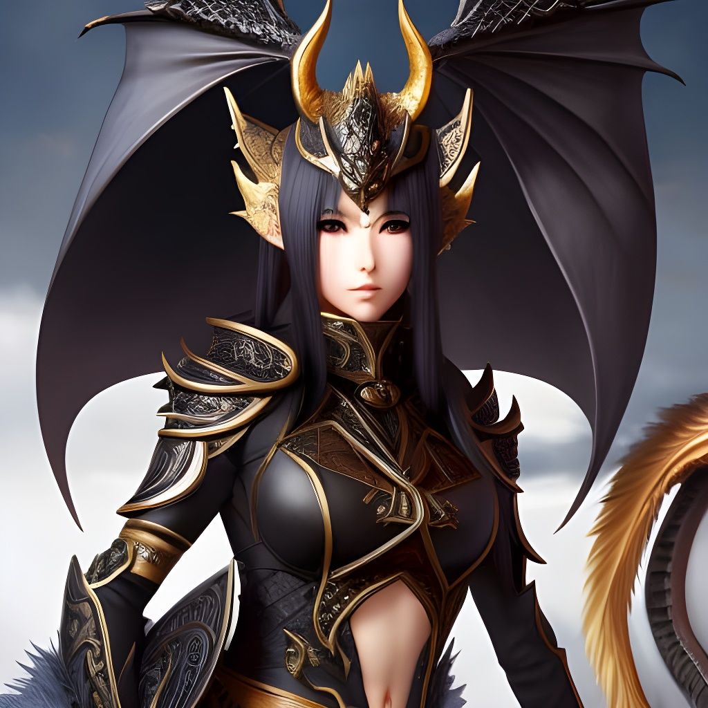 Dragon Kitsune Hybrid in Hyperdetailed Style