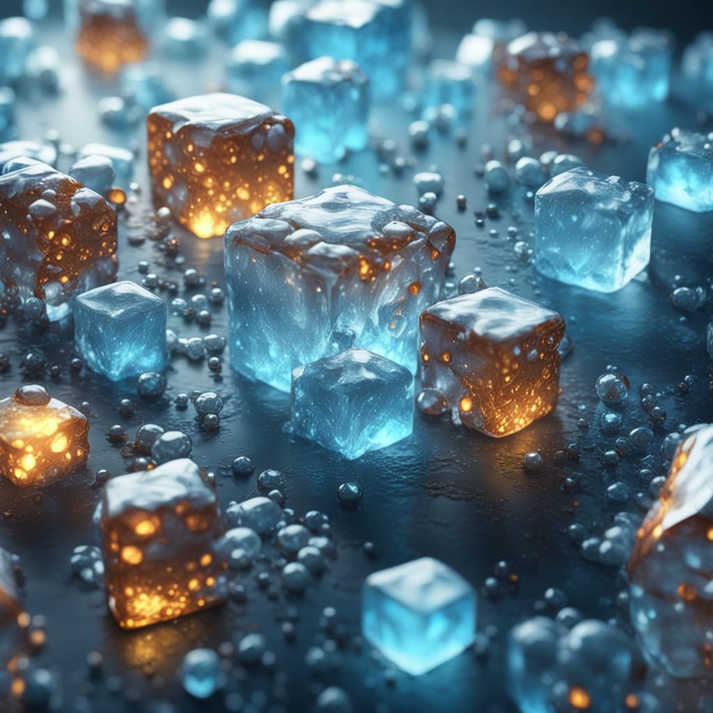 Abstract painting with cells dotted diamonds freezing ice cu...