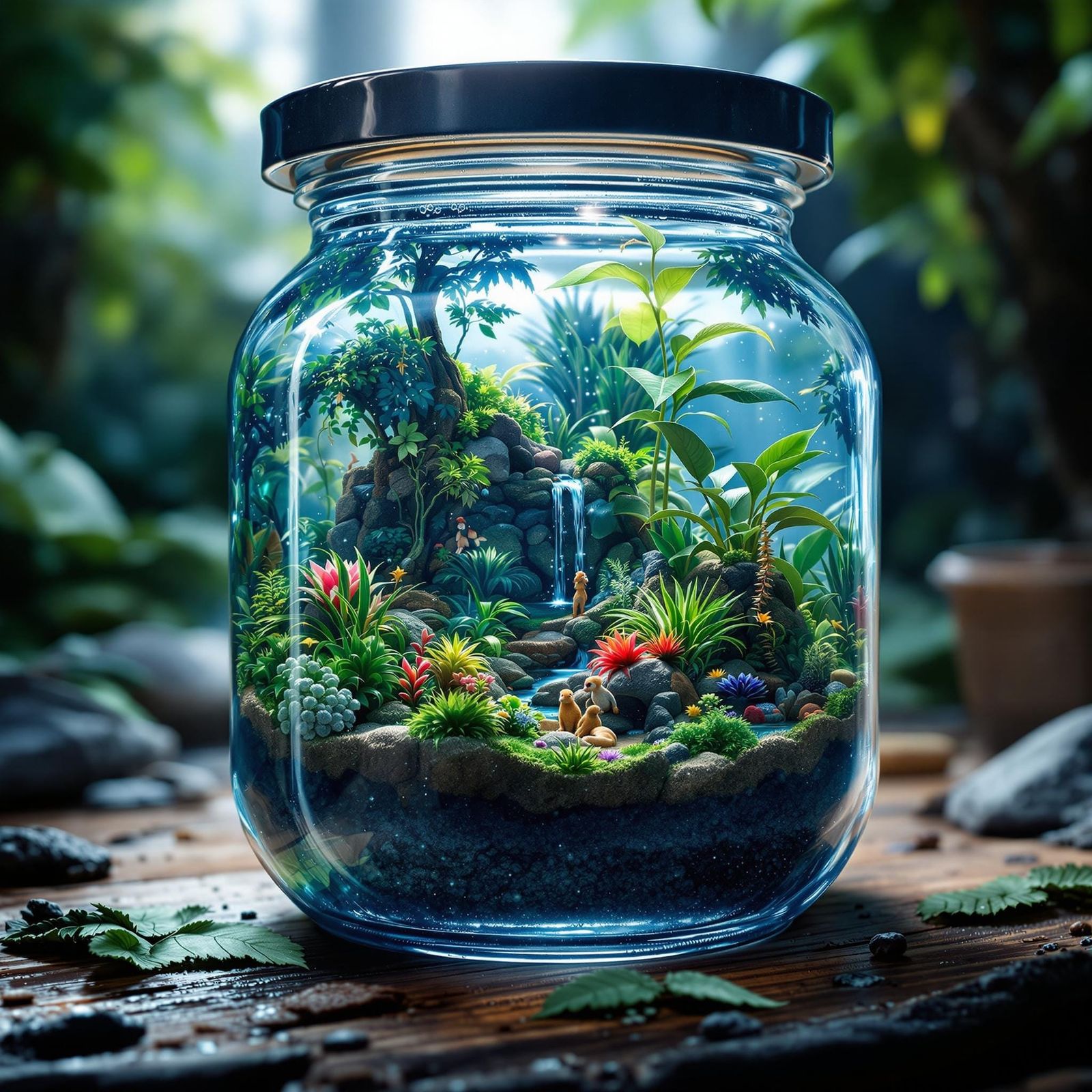 Tropical Underwater Ecosystem in a Glass Jar