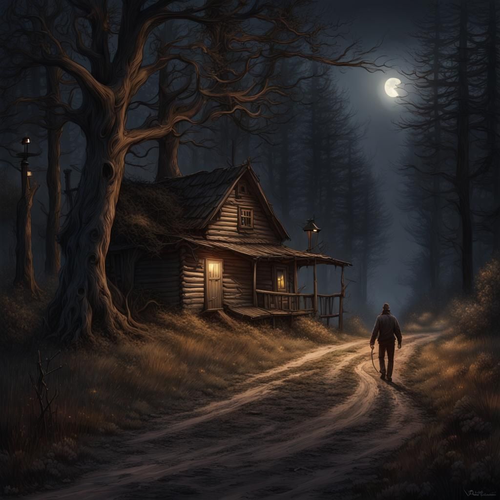 Sinister Night Path to Cabin