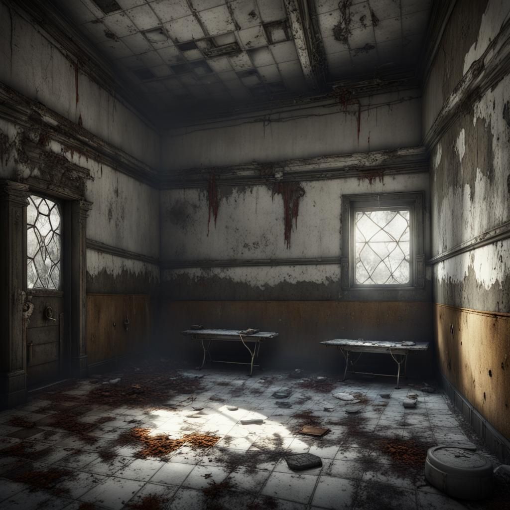 Eerie Abandoned Mortuary: Detailed Matte Painting