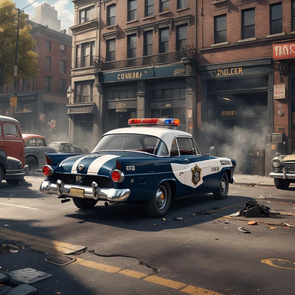 1956 Ford Cougar Police Car: Matte Painting