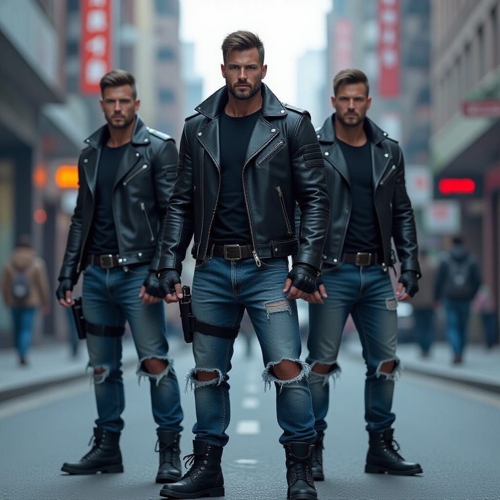 Modern Spartans in Urban Attire, Cinematic Style