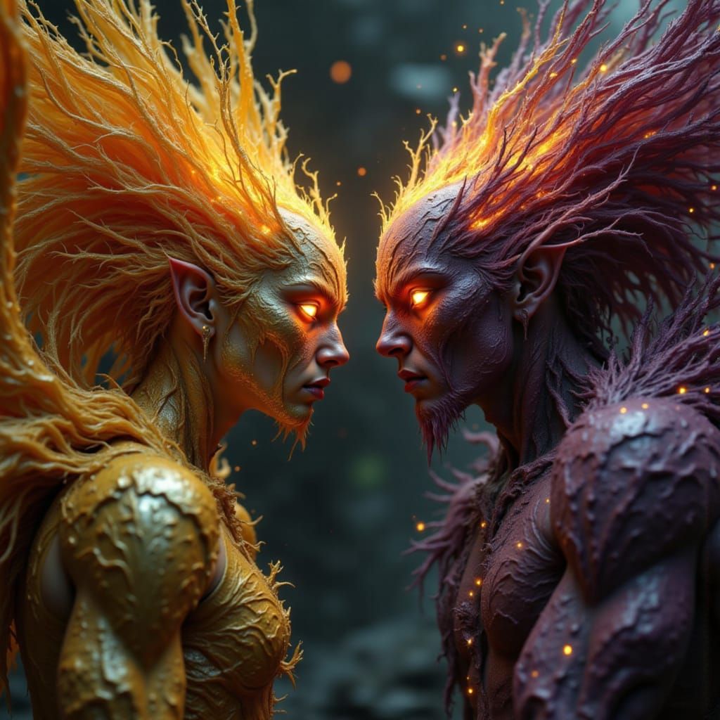 Angel and Demon Soul Echoes Oil Painting