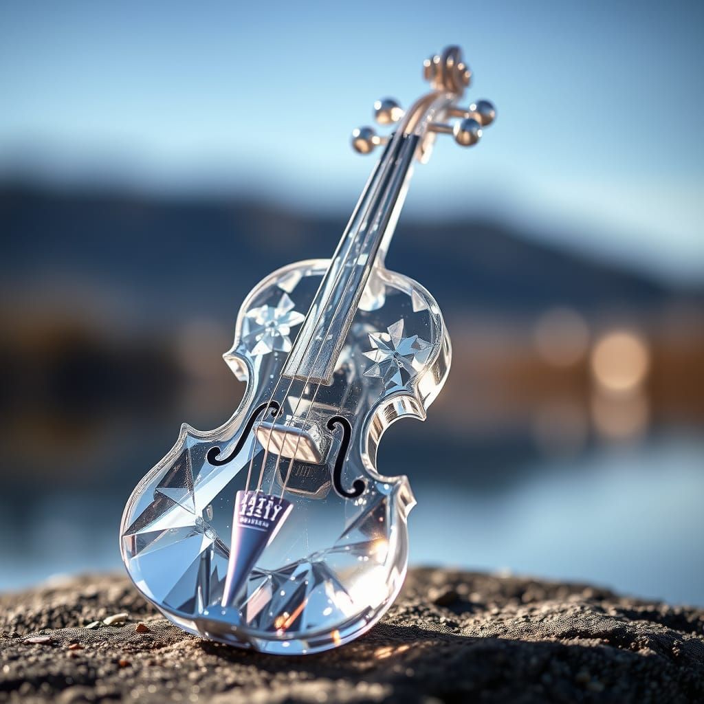 Crystal Violin Refracting Light into Miniature Rainbows