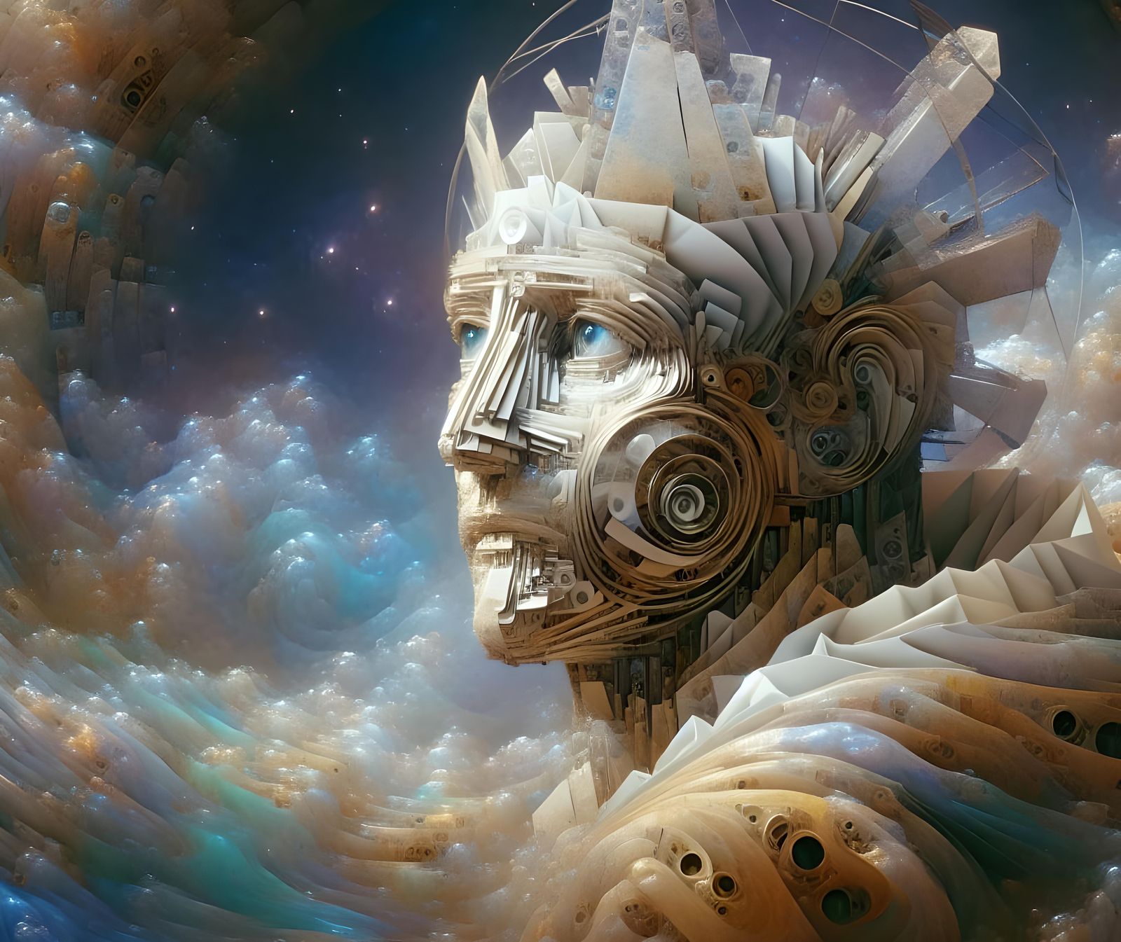 Ethereal Steampunk Figure in a Babelpunk World