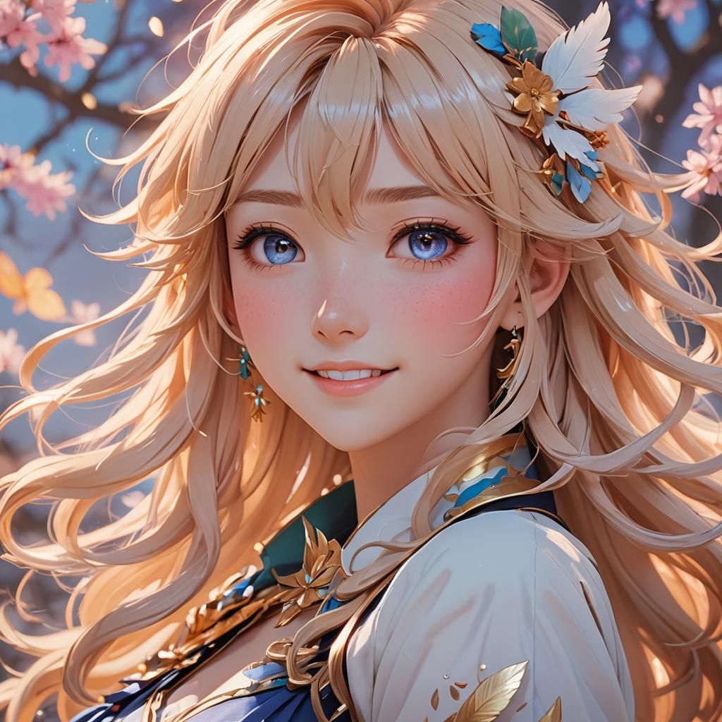 Joyful Woman in Vibrant 3D Anime Art