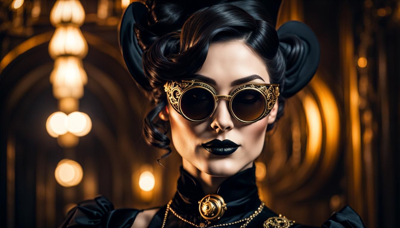 Gothic Steampunk Woman in Victorian Dress