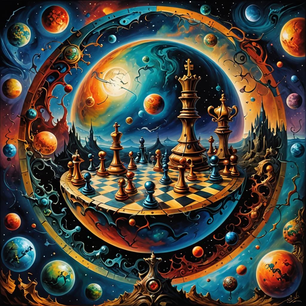 Surreal Chess Planet Inspired by Salvador Dali