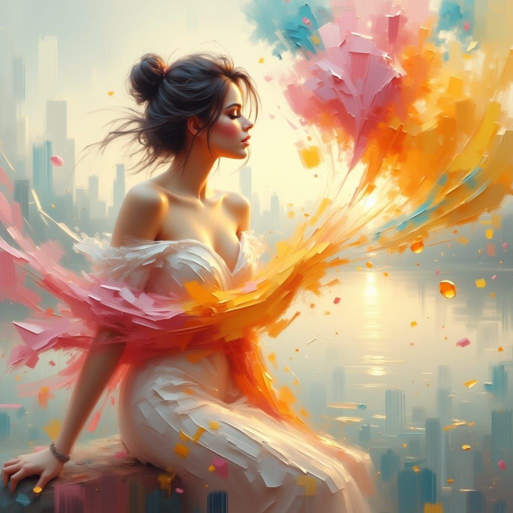 Viking Ship on High Seas at Sunset