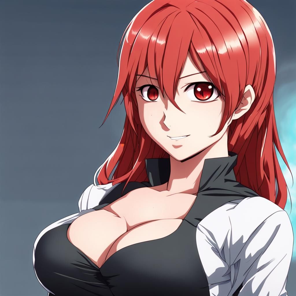 Red-Haired Anime Girl in Skintight Outfit