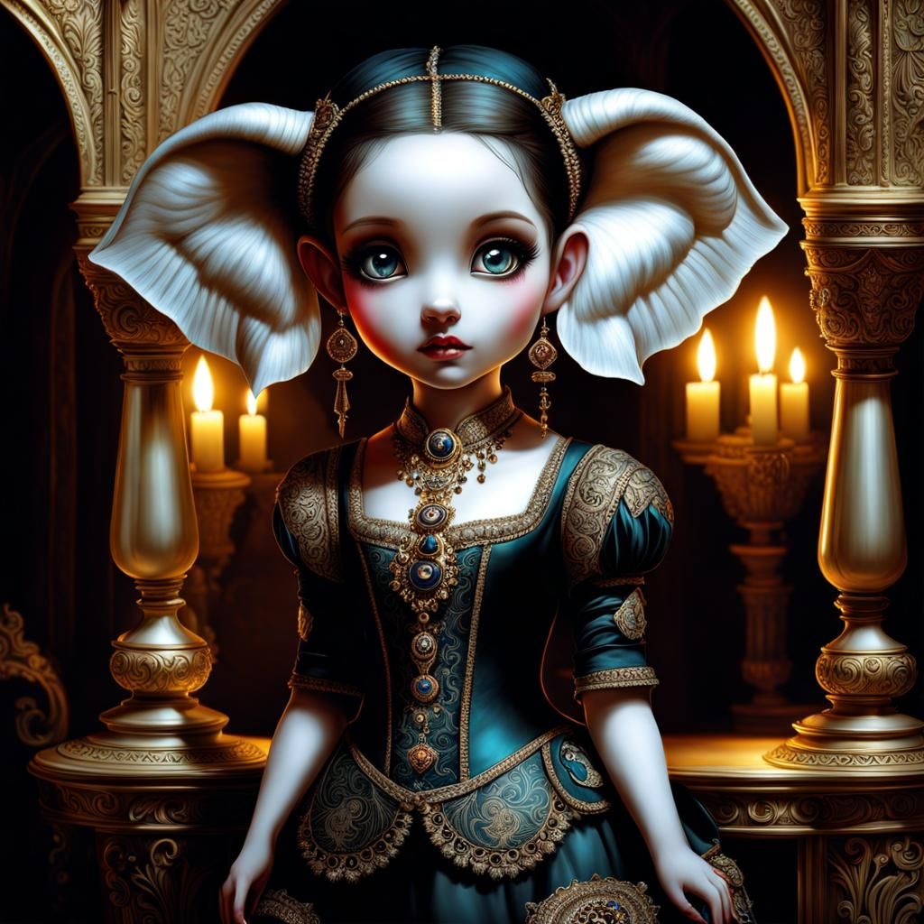 Elephant Girl in Gothic Baroque HDR Photo