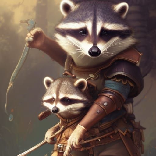 Adventurer Raccoon Mother: Digital Character Art