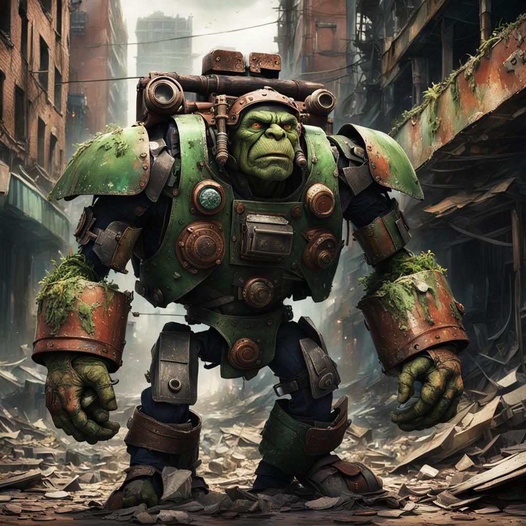 Tough Survivor in Post-Apocalyptic Cityscape