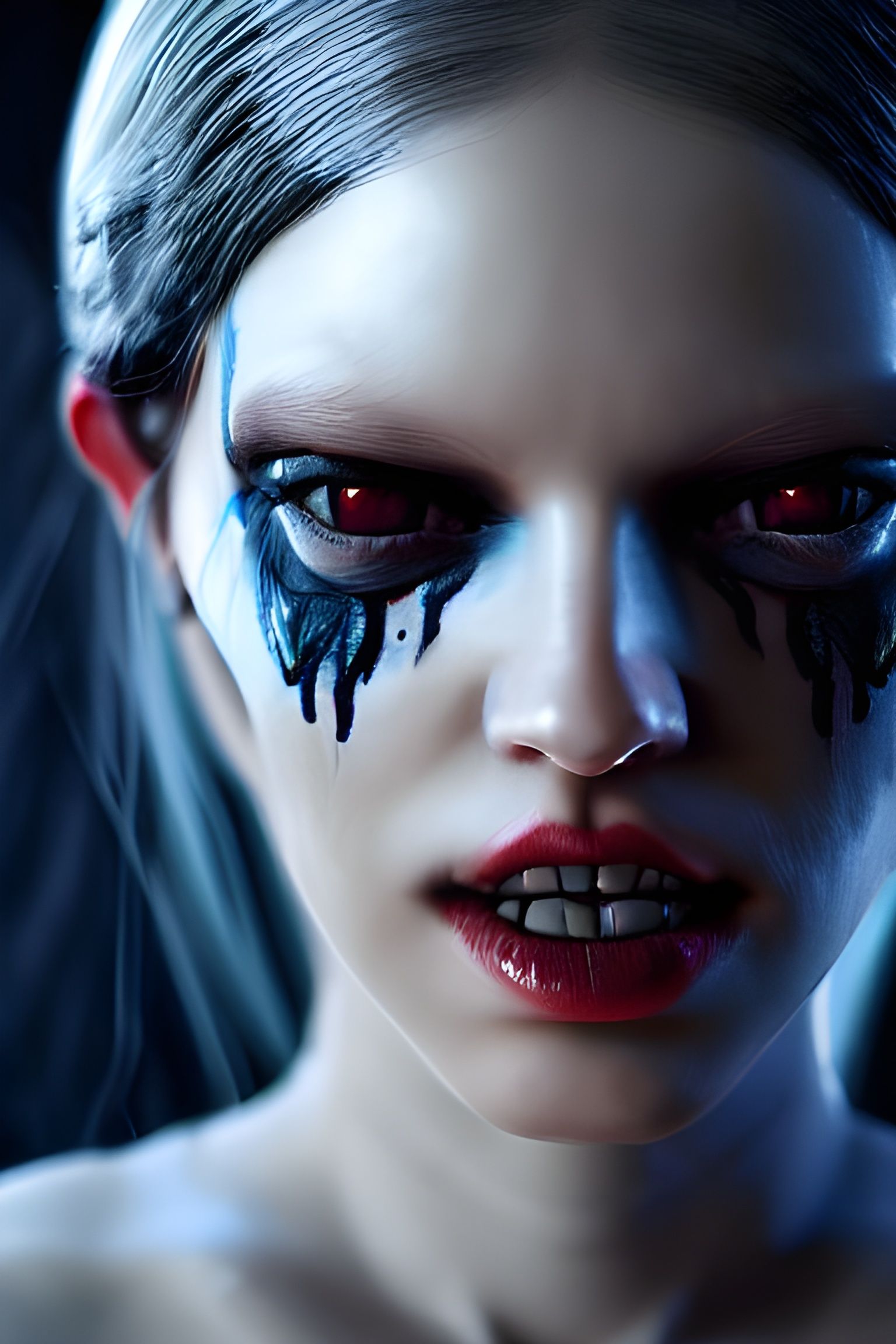 Aetherpunk Angel and Demon Face, Hyperdetailed