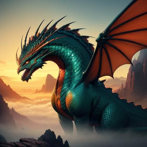 Dragon Woman Portrait in Fantasy Realism Style