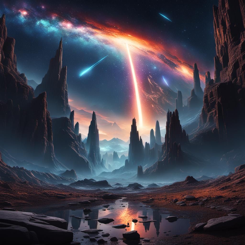 Fantastical Intergalactic Meteor Shower in Deep Color