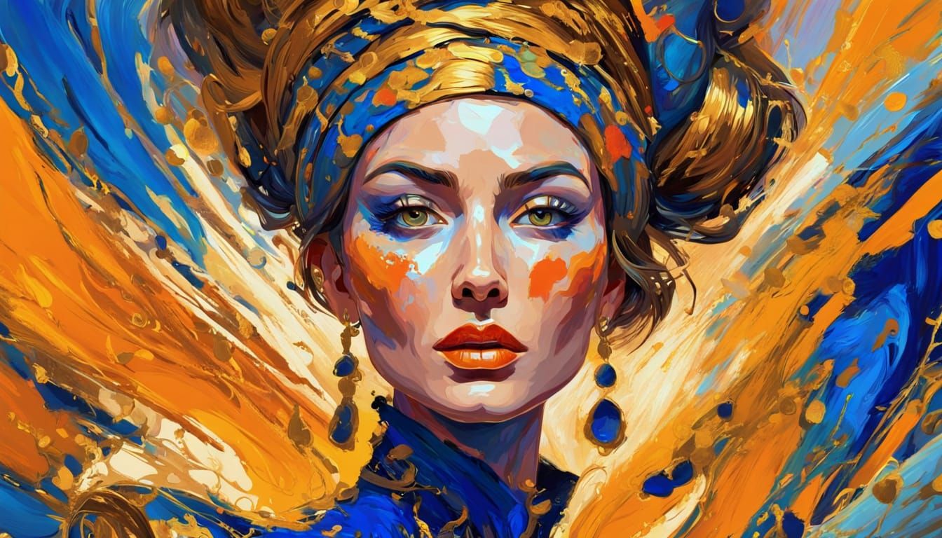 Madam Starbrighter in Vibrant Abstract Expressionism