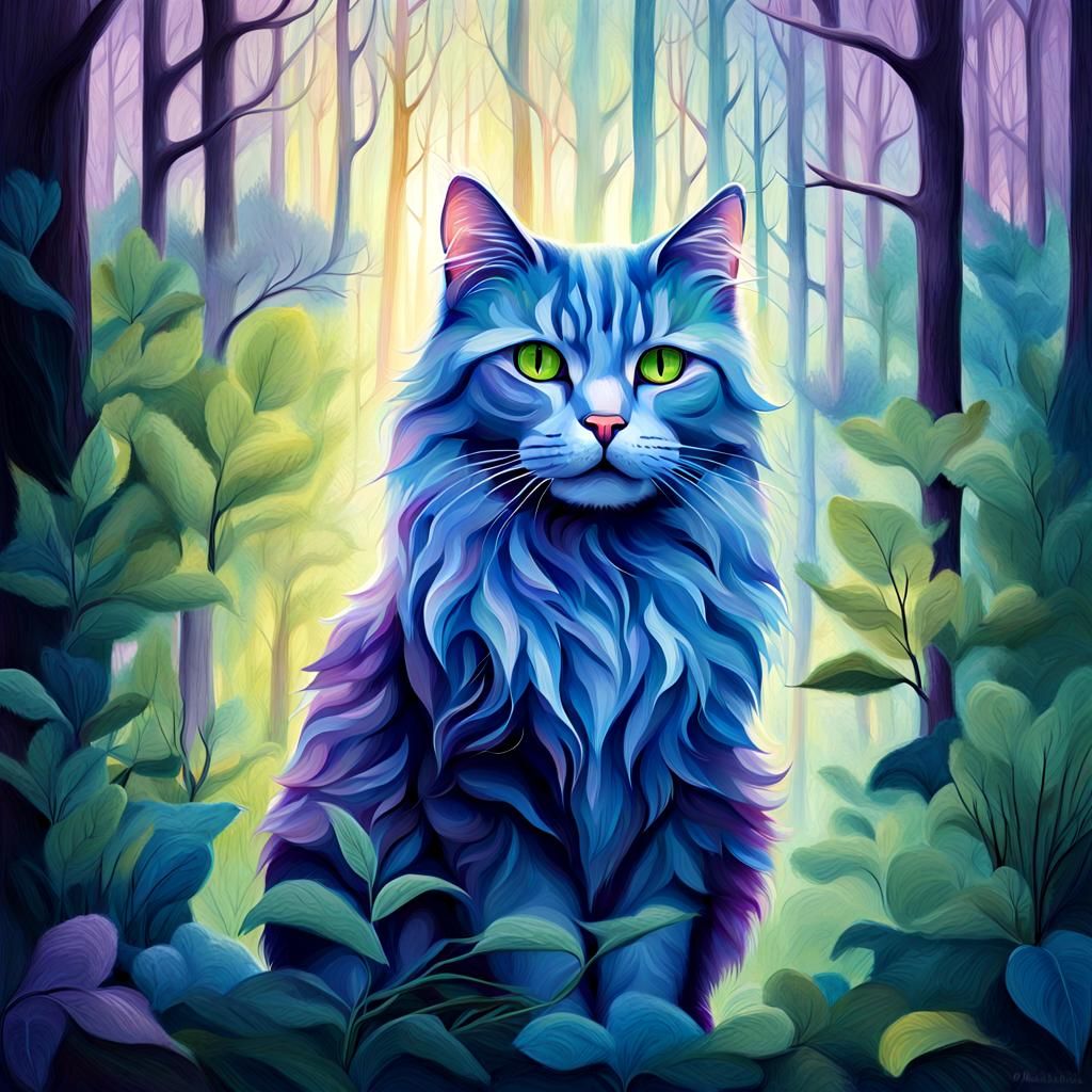 Ethereal Cat Reveals Forest in Surreal Portrait