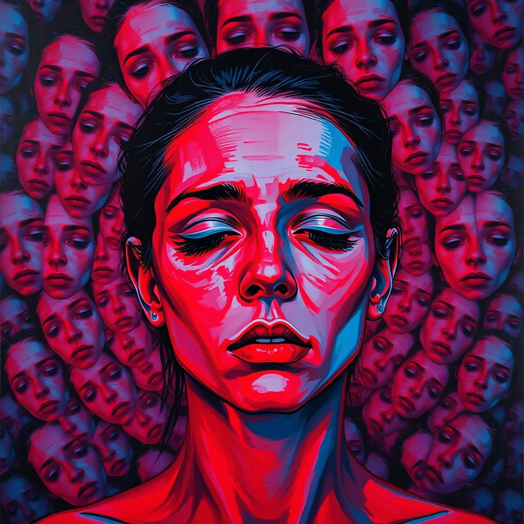 Distorted Eyeless Portrait in Anime Style