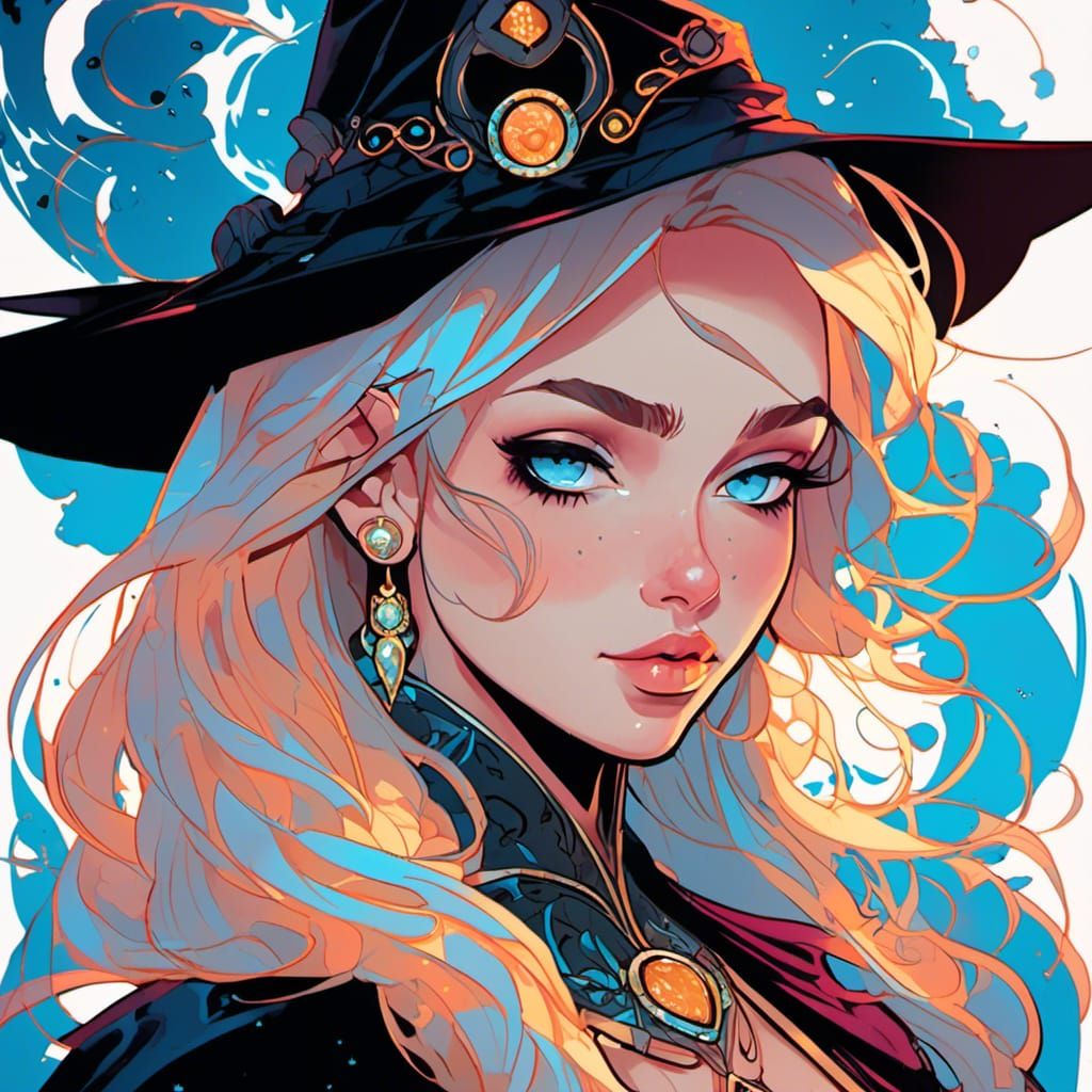 Gothic Female Wizard with Runic Magic