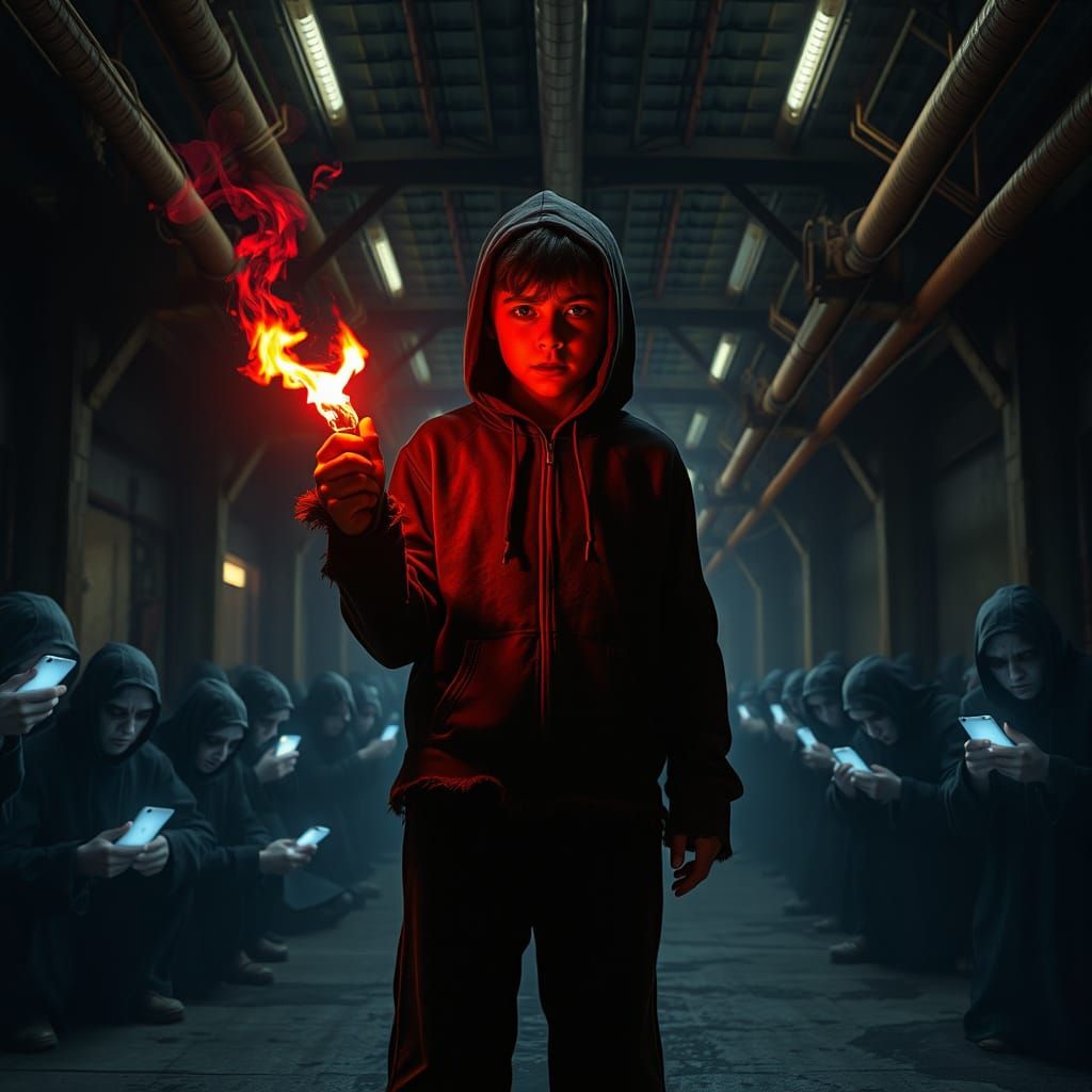 Ethereal Boy in Industrial Despair