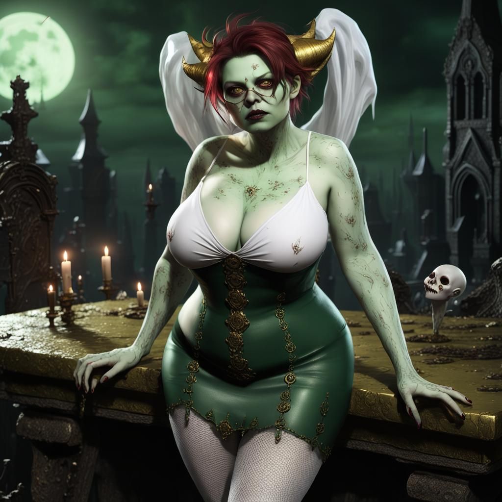 Green Goblin Lady in Graveyard: Anime Key Visual