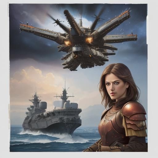 Epic Fleet of Gunships in Gouache Style